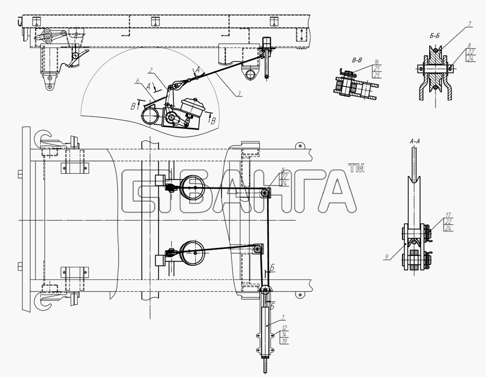 НефАЗ НефАЗ-8332 (2010) Схема Установка стояночного тормоза banga.ua